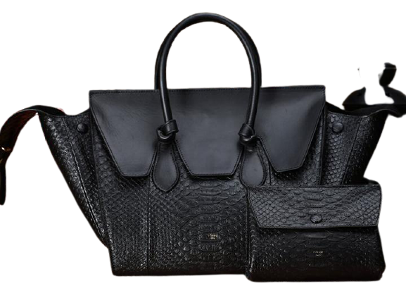 CELINE TIE NANO TOP HANDLE BAG LEATHER BLACK PYTHON