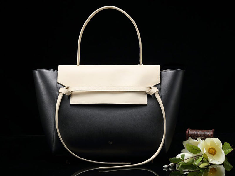 CELINE MINI BELT BAG SMOOTH CALFSKIN BLACK WITH BEIGE