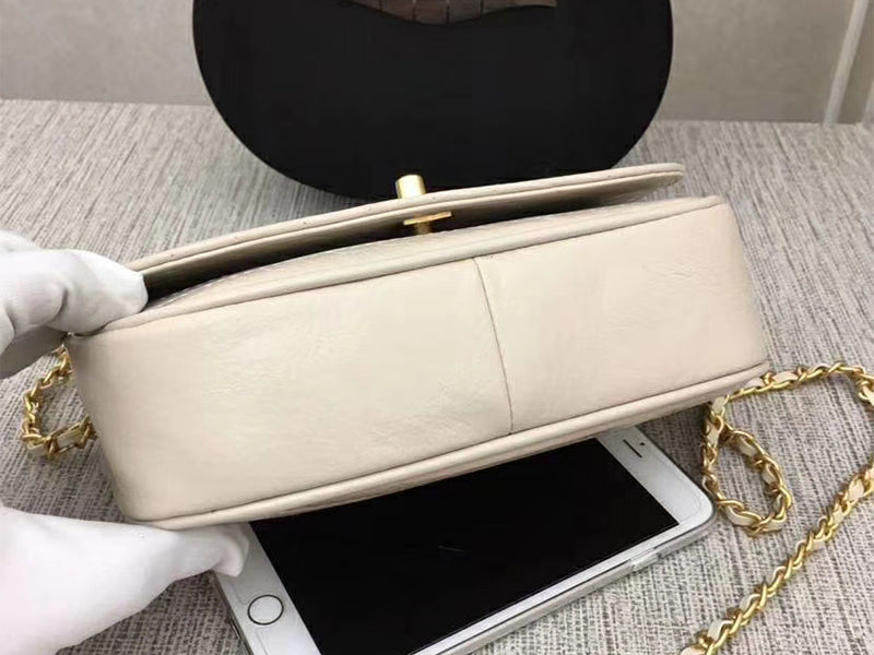 CHANEL LAMBSKIN FLAP BAG WHITE 3118A