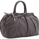 PRADA TESSUTO NYLON BAULETTO SATCHEL BAG BROWN