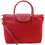 PRADA TESSUTO NYLON WITH LEATHER TRIM TOTE RED