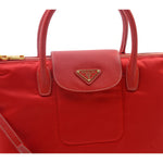 PRADA TESSUTO NYLON WITH LEATHER TRIM TOTE RED