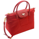 PRADA TESSUTO NYLON WITH LEATHER TRIM TOTE RED