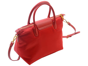 PRADA TESSUTO NYLON WITH LEATHER TRIM TOTE RED