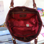 PRADA TESSUTO NYLON SOFT CALF LEATHER SHIPPING TOTE BURGUNDY