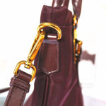 PRADA TESSUTO NYLON SOFT CALF LEATHER SHIPPING TOTE BURGUNDY