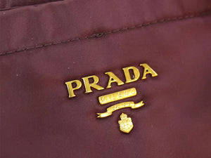 PRADA TESSUTO NYLON SOFT CALF LEATHER SHIPPING TOTE BURGUNDY