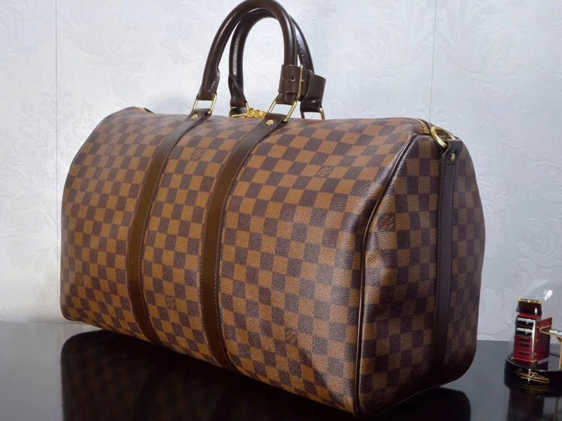 LOUIS VUITTON DAMIER EBENE CANVAS KEEPALL BANDOULIERE 45 N41428