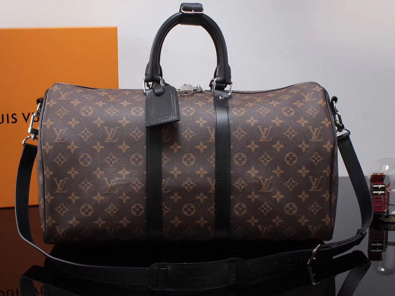 LOUIS VUITTON MONOGRAM MACASSAR CANVAS KEEPALL BANDOULIERE 45 M56711