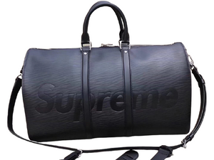 LOUIS VUITTON X SUPREME EPI LEATHER KEEPALL BANDOULIERE 45 BLACK