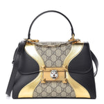 GUCCI GG SUPREME MONOGRAM SMALL OSIRIDE TOP HANDLE BAG BLACK GOLD