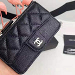 CHANEL QUILTED LEATHER COIN PURSE AND CARD HOLDER WALLET BLACK