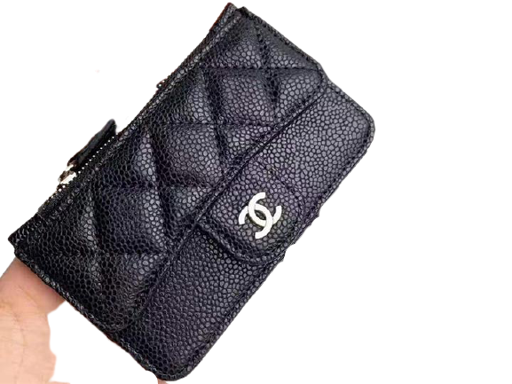 CHANEL QUILTED LEATHER COIN PURSE AND CARD HOLDER WALLET BLACK