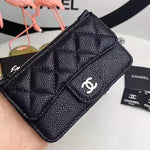 CHANEL QUILTED LEATHER COIN PURSE AND CARD HOLDER WALLET BLACK