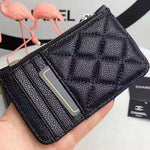 CHANEL QUILTED LEATHER COIN PURSE AND CARD HOLDER WALLET BLACK