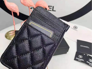 CHANEL QUILTED LEATHER COIN PURSE AND CARD HOLDER WALLET BLACK