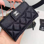 CHANEL QUILTED LEATHER COIN PURSE AND CARD HOLDER WALLET BLACK