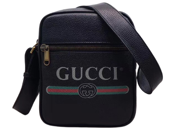 GUCCI PRINT MESSENGER BAG BLACK