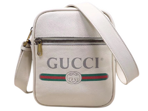 GUCCI PRINT MESSENGER BAG BLACK WHITE