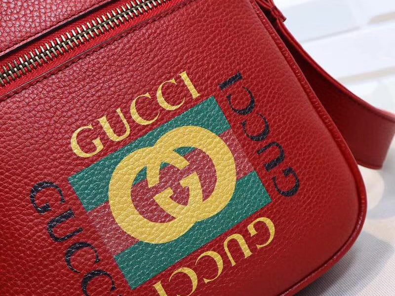 GUCCI PRINT MESSENGER BAG RED