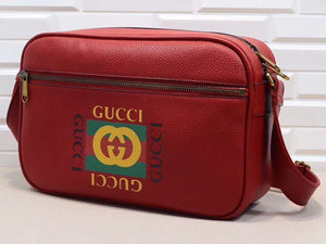 GUCCI PRINT SHOULDER BAG RED