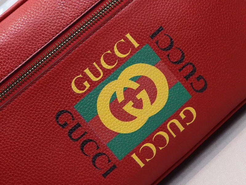 GUCCI PRINT SHOULDER BAG RED