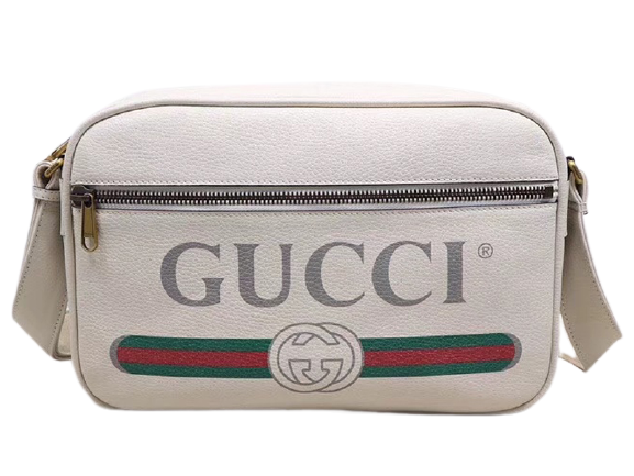 GUCCI PRINT SHOULDER BAG WHITE