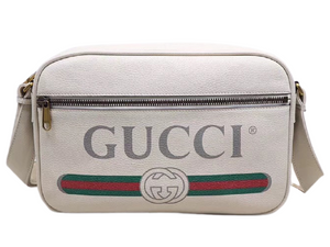 GUCCI PRINT SHOULDER BAG WHITE