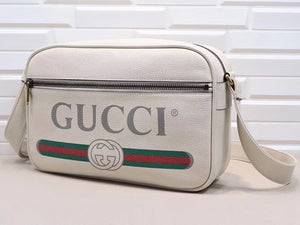 GUCCI PRINT SHOULDER BAG WHITE