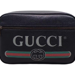 GUCCI PRINT SHOULDER BAG BLACK