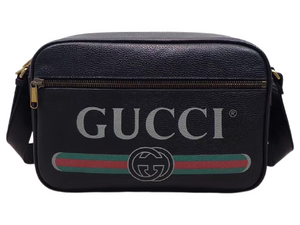 GUCCI PRINT SHOULDER BAG BLACK