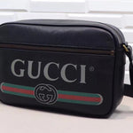 GUCCI PRINT SHOULDER BAG BLACK