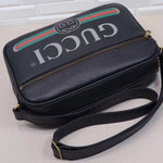 GUCCI PRINT SHOULDER BAG BLACK