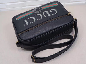 GUCCI PRINT SHOULDER BAG BLACK