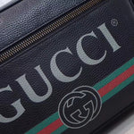 GUCCI PRINT SHOULDER BAG BLACK