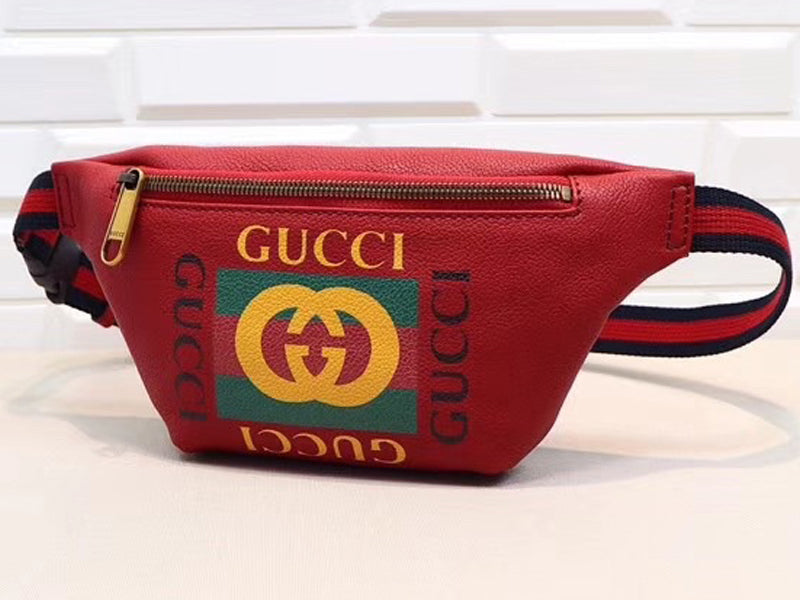 GUCCI PRINT SMALL BELT BAG RED