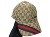 GUCCI BROWN GG CANVAS BASEBALL CAP WITH WEB