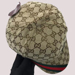 GUCCI BROWN GG CANVAS BASEBALL CAP WITH WEB