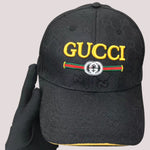 GUCCI VINTAGE LOGO BASEBALL CAP WITH BLACK GG FABRIC