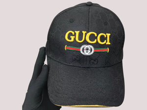 GUCCI VINTAGE LOGO BASEBALL CAP WITH BLACK GG FABRIC