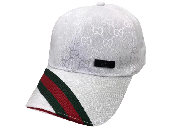 GUCCI WHITE GG CANVAS BASEBALL CAP WITH WEB