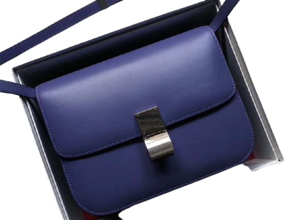 CELINE MEDIUM CLASSIC BAG IN BOX CALFSKIN BLUE