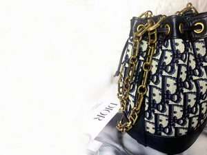 DIOR DIORISSIMO DRAWSTRING BUCKET BAG BLACK