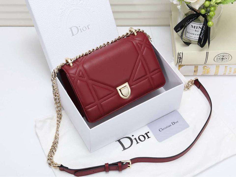 DIOR SMALL DIORAMA LAMBSKIN BAG BURGUNDY D05261