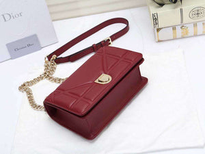 DIOR SMALL DIORAMA LAMBSKIN BAG BURGUNDY D05261