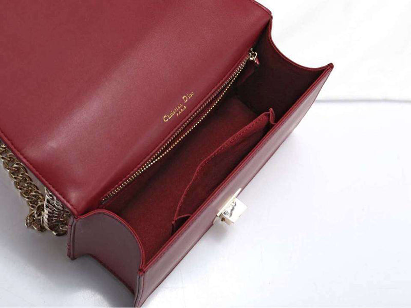 DIOR SMALL DIORAMA LAMBSKIN BAG BURGUNDY D05261