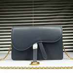 DIOR SADDLE CALFSKIN LEATHER CLUTCH DARK BLUE D66201