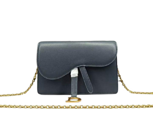 DIOR SADDLE CALFSKIN LEATHER CLUTCH DARK BLUE D66201