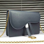 DIOR SADDLE CALFSKIN LEATHER CLUTCH DARK BLUE D66201