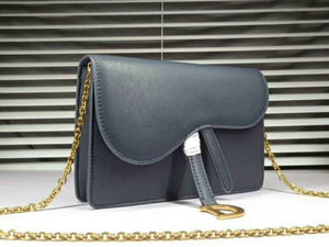 DIOR SADDLE CALFSKIN LEATHER CLUTCH DARK BLUE D66201